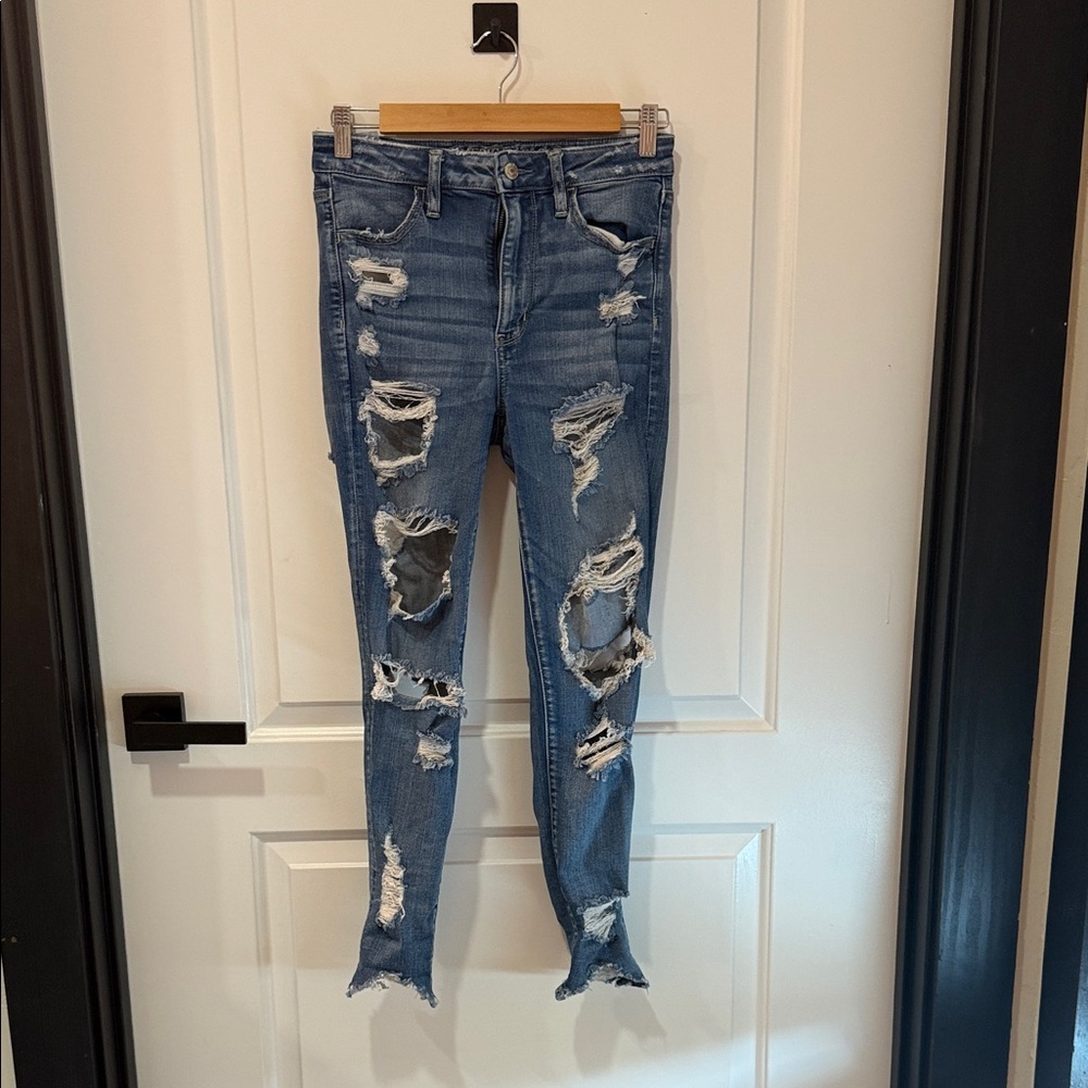 American Eagle Outfitters Ripped Blue Skinny Jeans